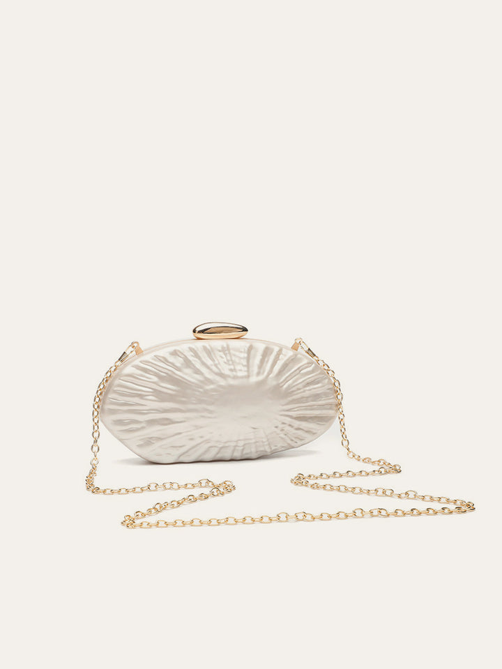 Perlmutt-Struktur-Clutch mit goldener Kette