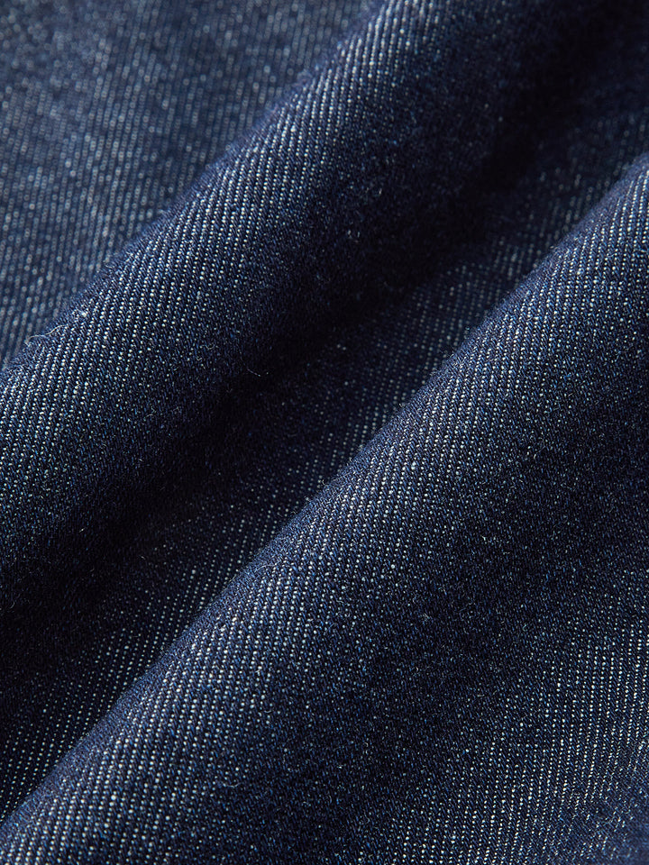 Denim Gürtel Halfter-Ausschnitt Midikleid