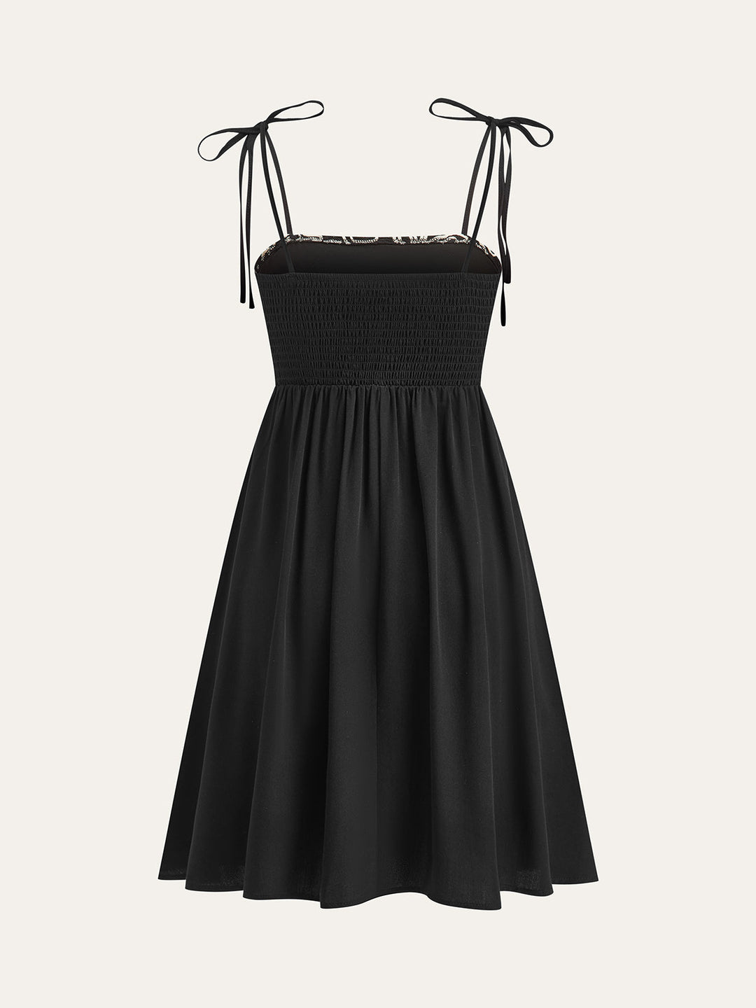 Besticktes Midikleid mit Bindeträgern