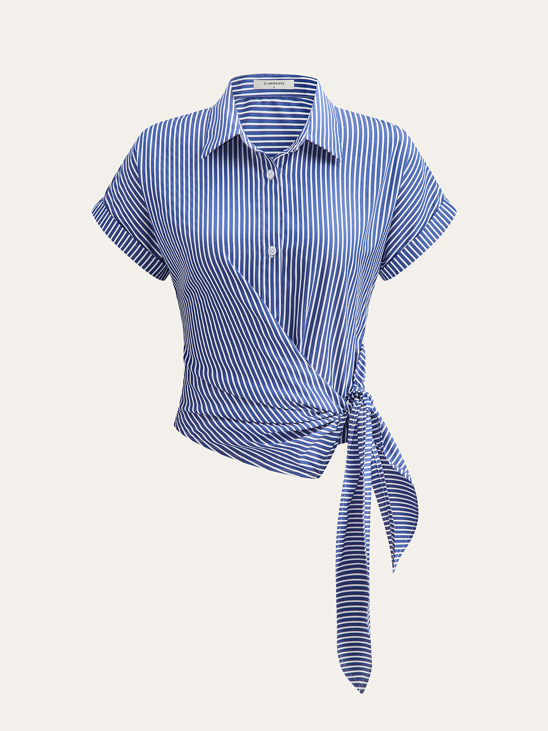 Gestreifte asymmetrische Bluse mit Drapierung
