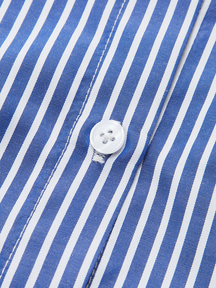 Gestreifte asymmetrische Bluse mit Drapierung