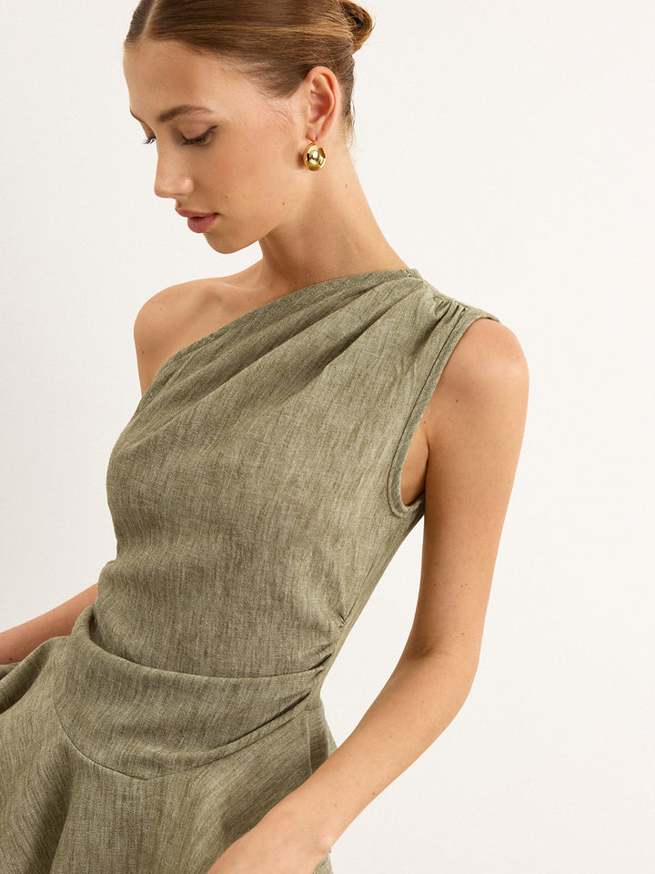 Asymmetrisches One-Shoulder-Oberteil mit Rüschensaum