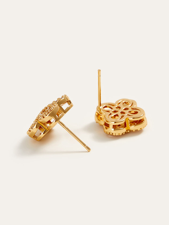 Goldene Baguette Kristall Blumen Ohrringe