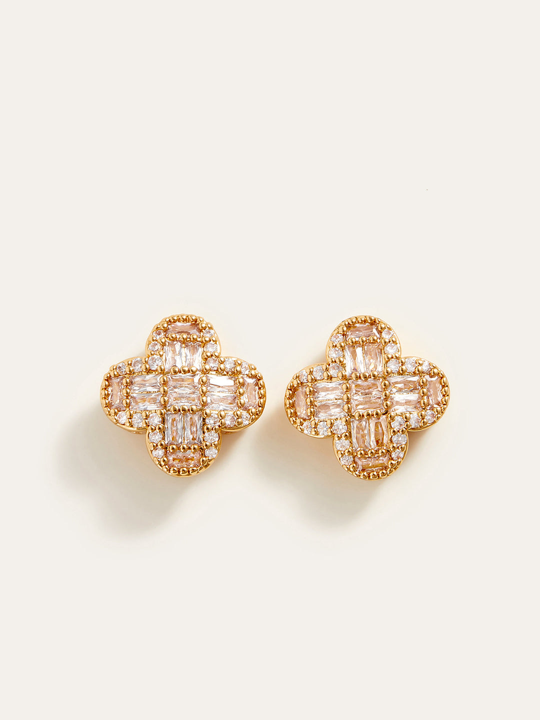 Goldene Baguette Kristall Blumen Ohrringe