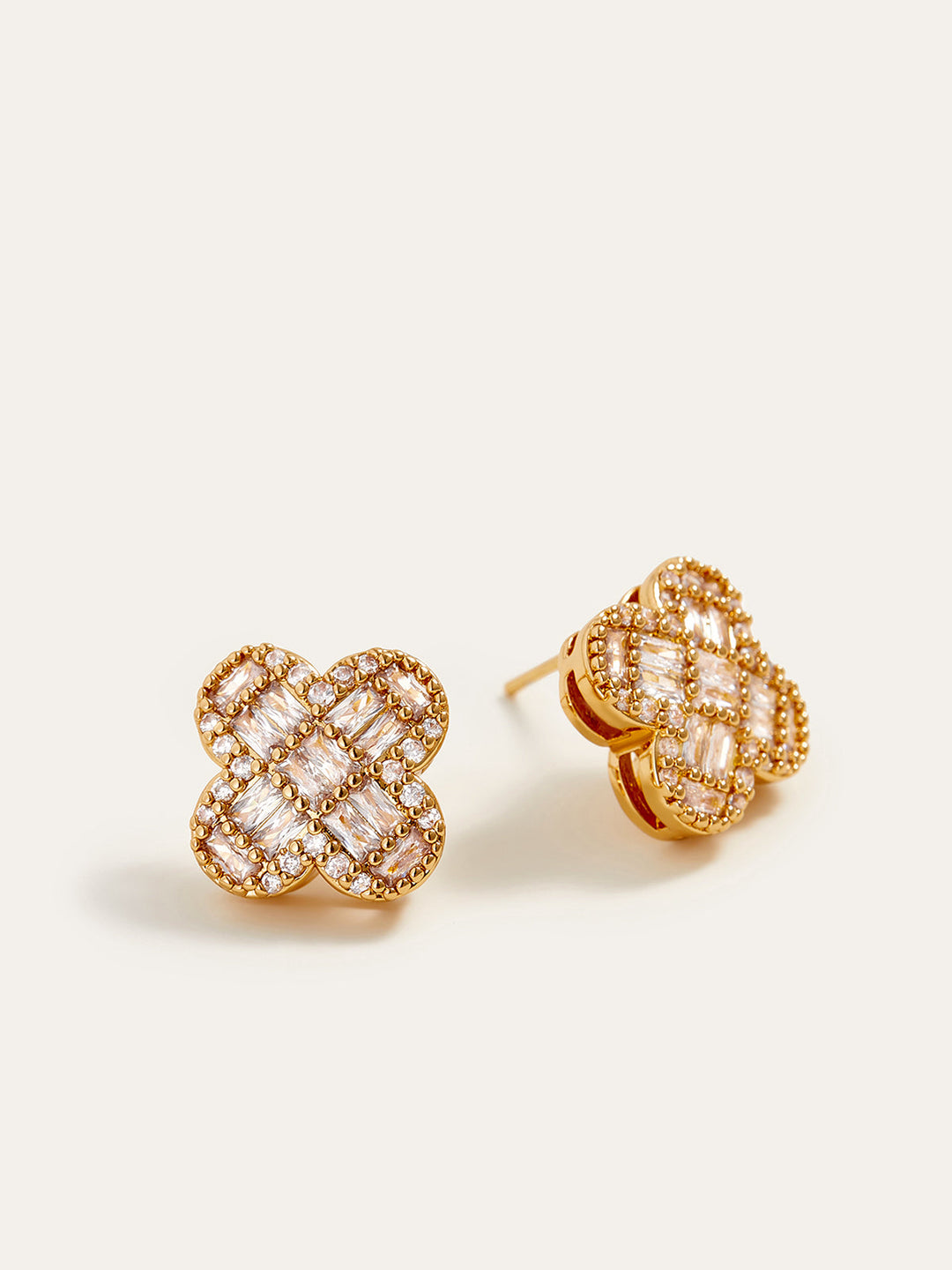 Goldene Baguette Kristall Blumen Ohrringe