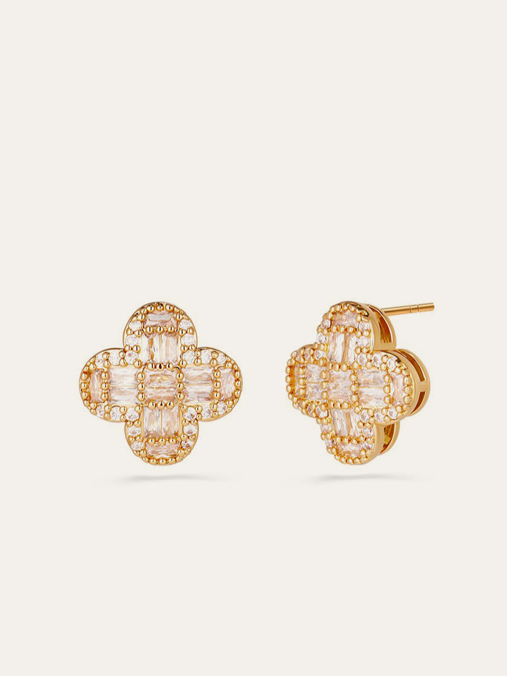 Goldene Baguette Kristall Blumen Ohrringe