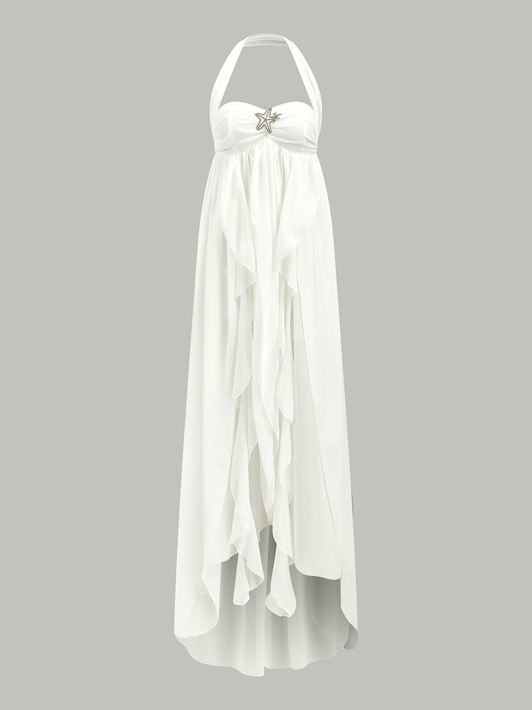 Halter Ruffle Backless Maxi Kleid