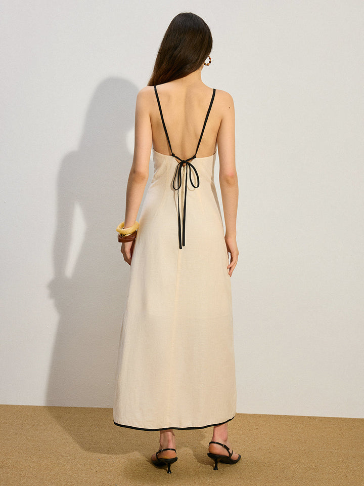 Bindegürtel Leinen & Baumwolle Maxikleid