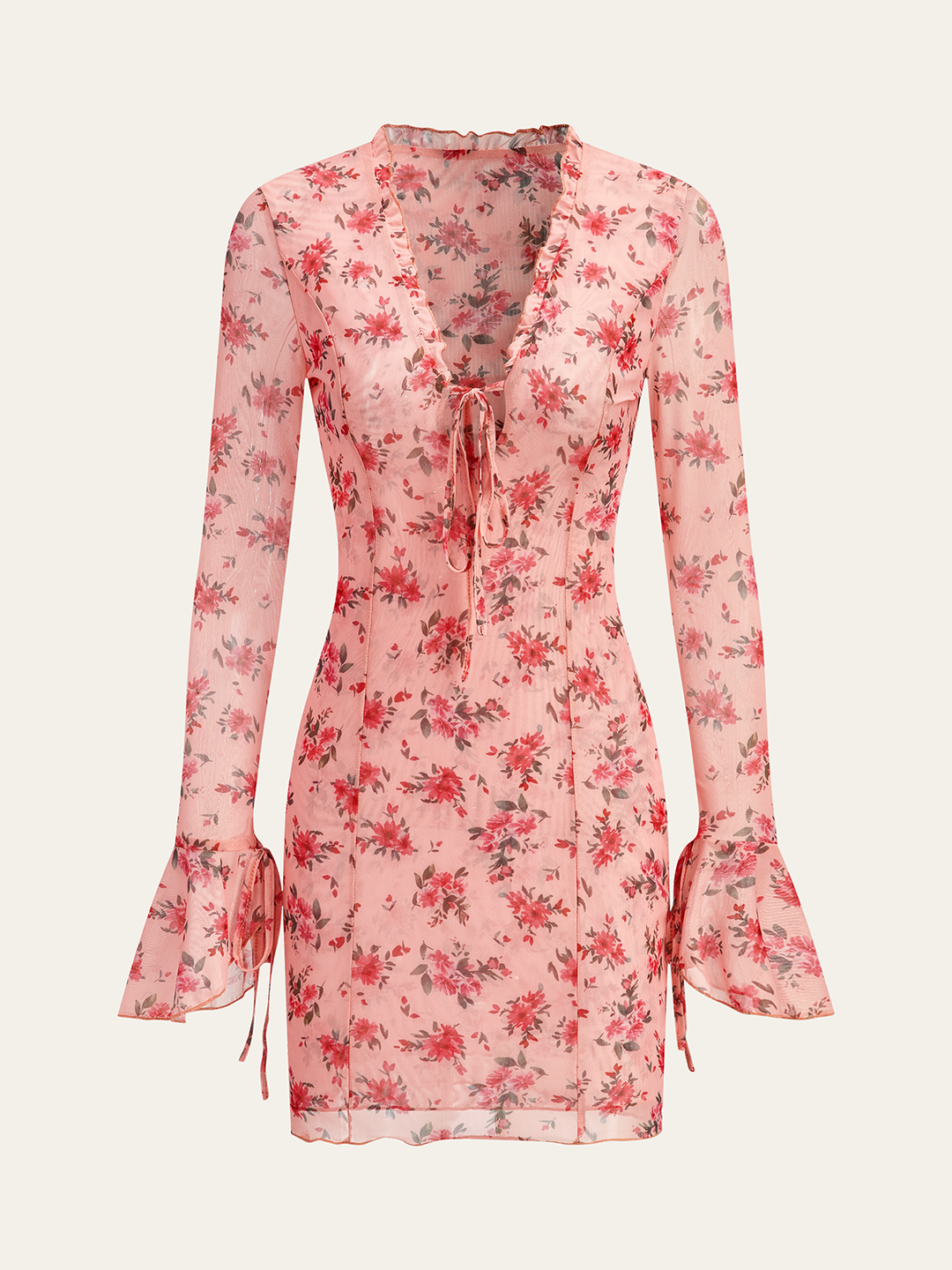 Bedrucktes Kleid mit tiefem V-Ausschnitt