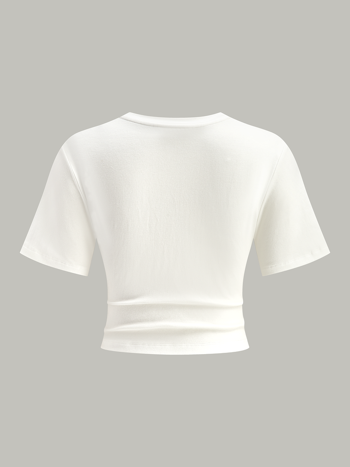 Geknotetes Wickelshirt mit V-Ausschnitt