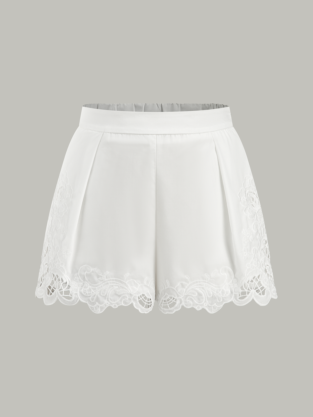 Spitzenbesetzte High-Waist-Shorts