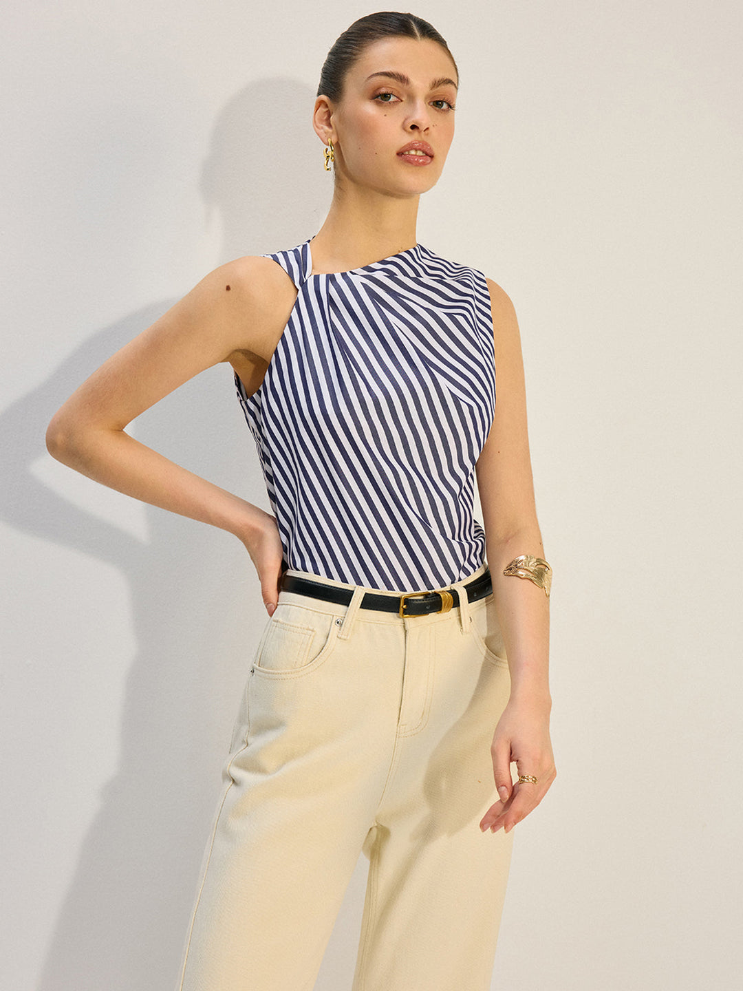 Striped Knotted Tank Top
