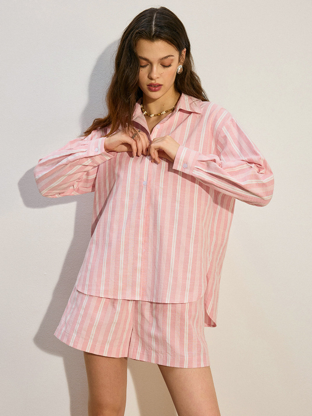 Oversized Striped Shorts Set