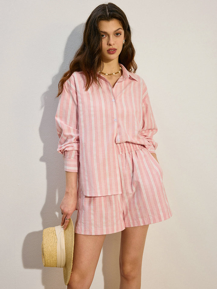 Oversized Striped Shorts Set