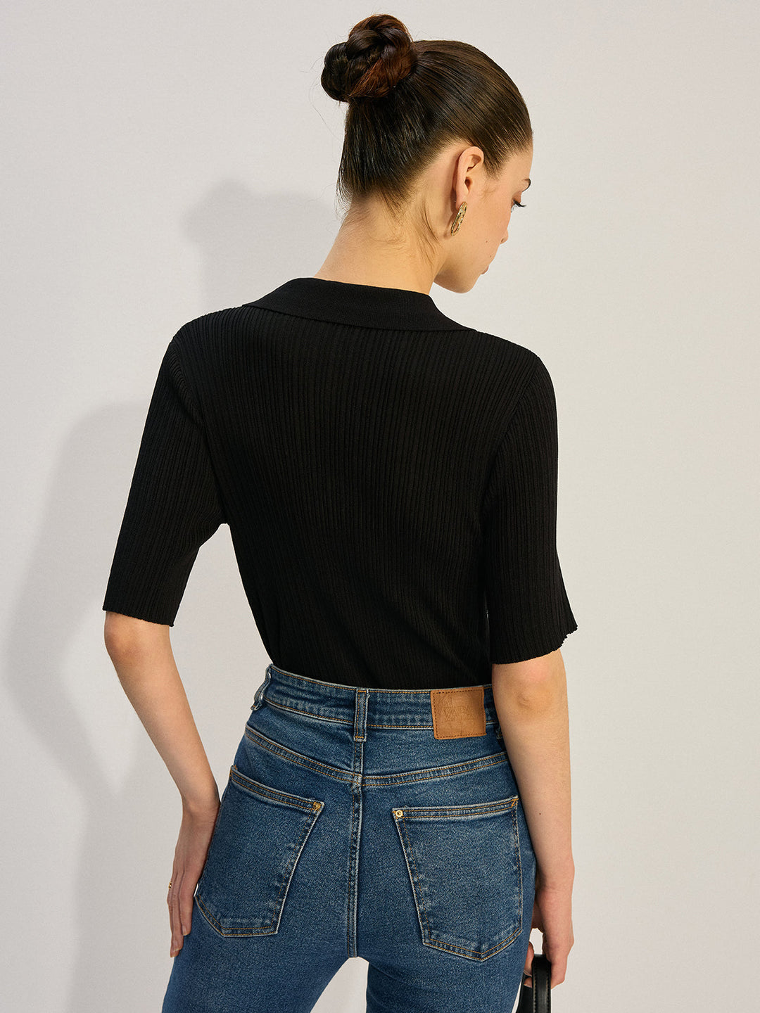 Strick-Bluse mit Knopfleiste