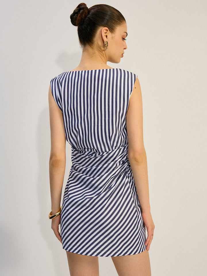 Gestreiftes gerafftes Minikleid