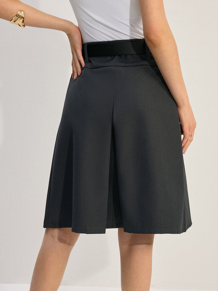 Belted Pleated Skirt