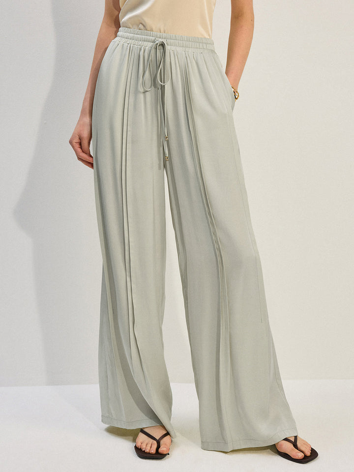 Tencel Rayon Satin Hosen mit Falten