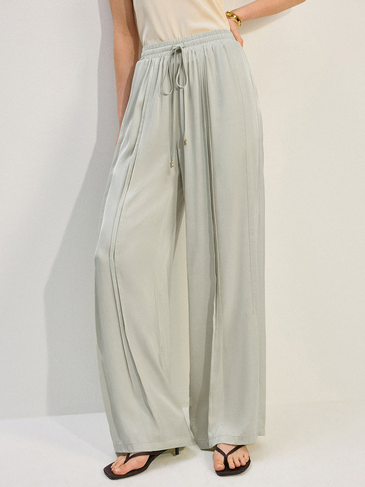Tencel Rayon Satin Hosen mit Falten