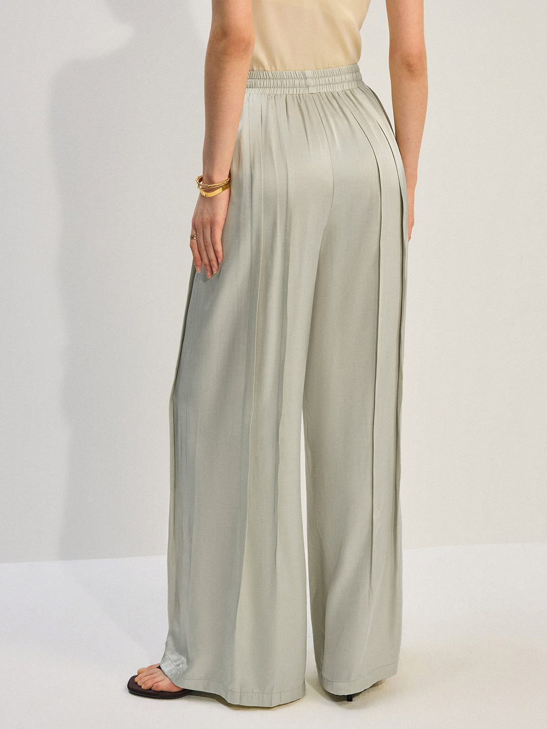 Tencel Rayon Satin Hosen mit Falten