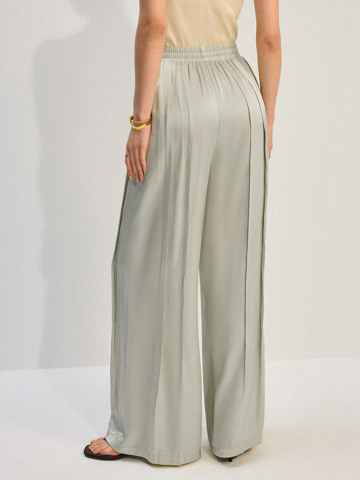 Tencel Rayon Satin Hosen mit Falten