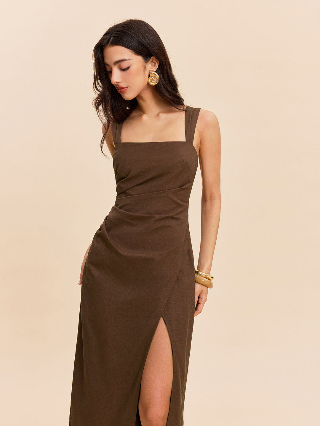 Cotton & Linen Slit Dress auf Deutsch