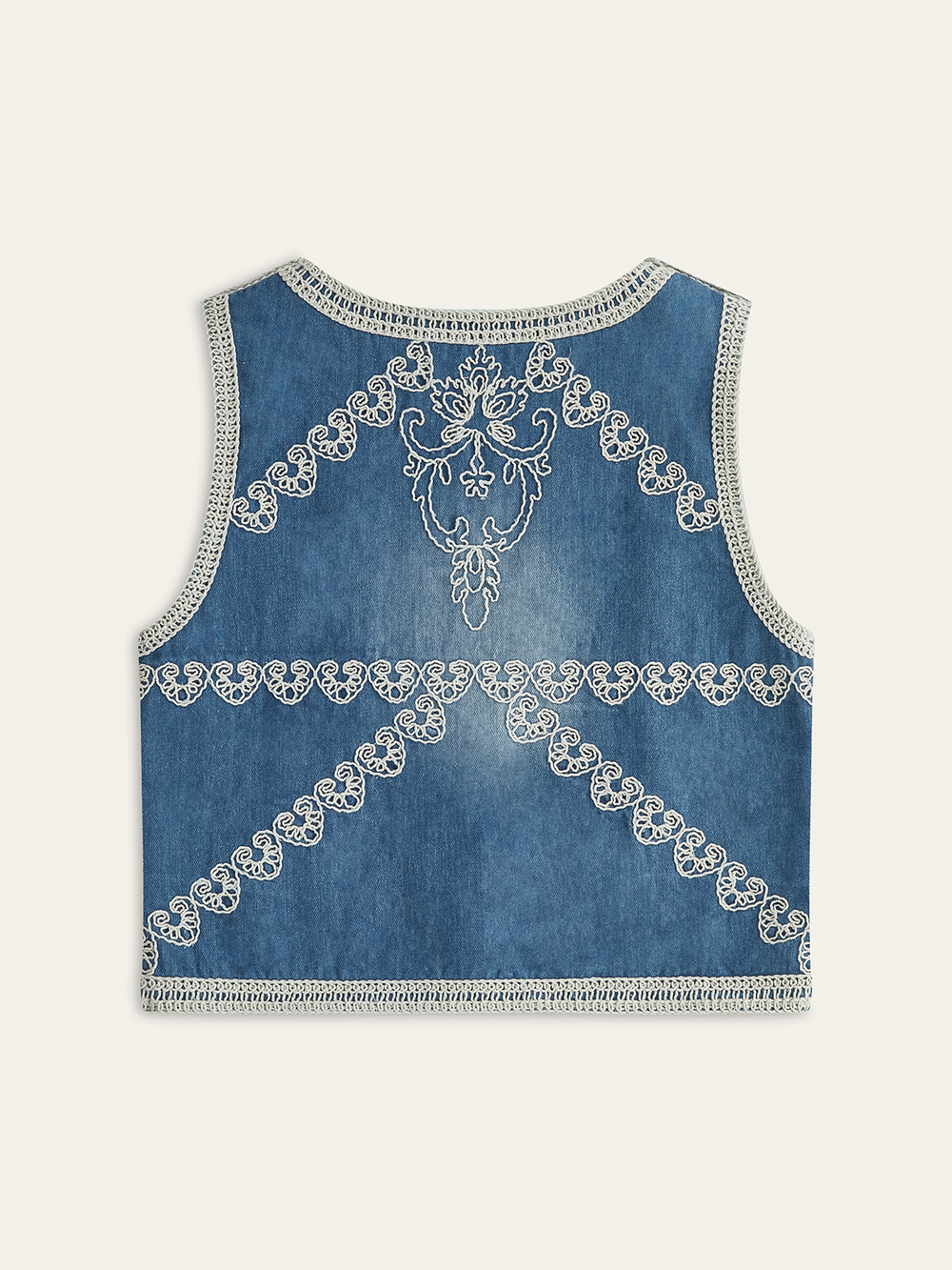 Gestickte Jeansweste mit Knopfleiste