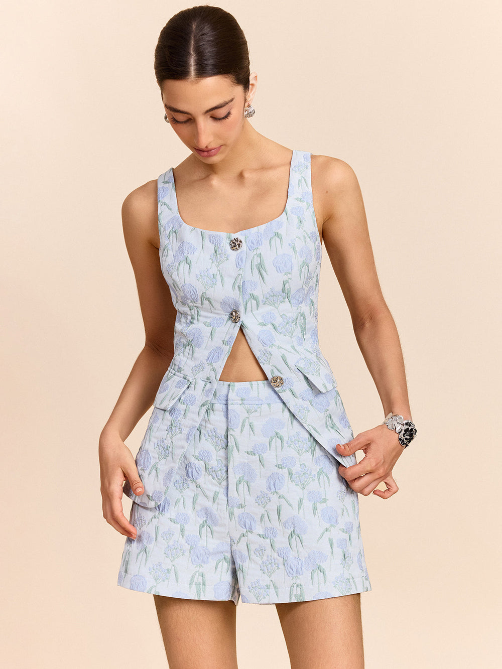 Florale Jacquard-Shorts