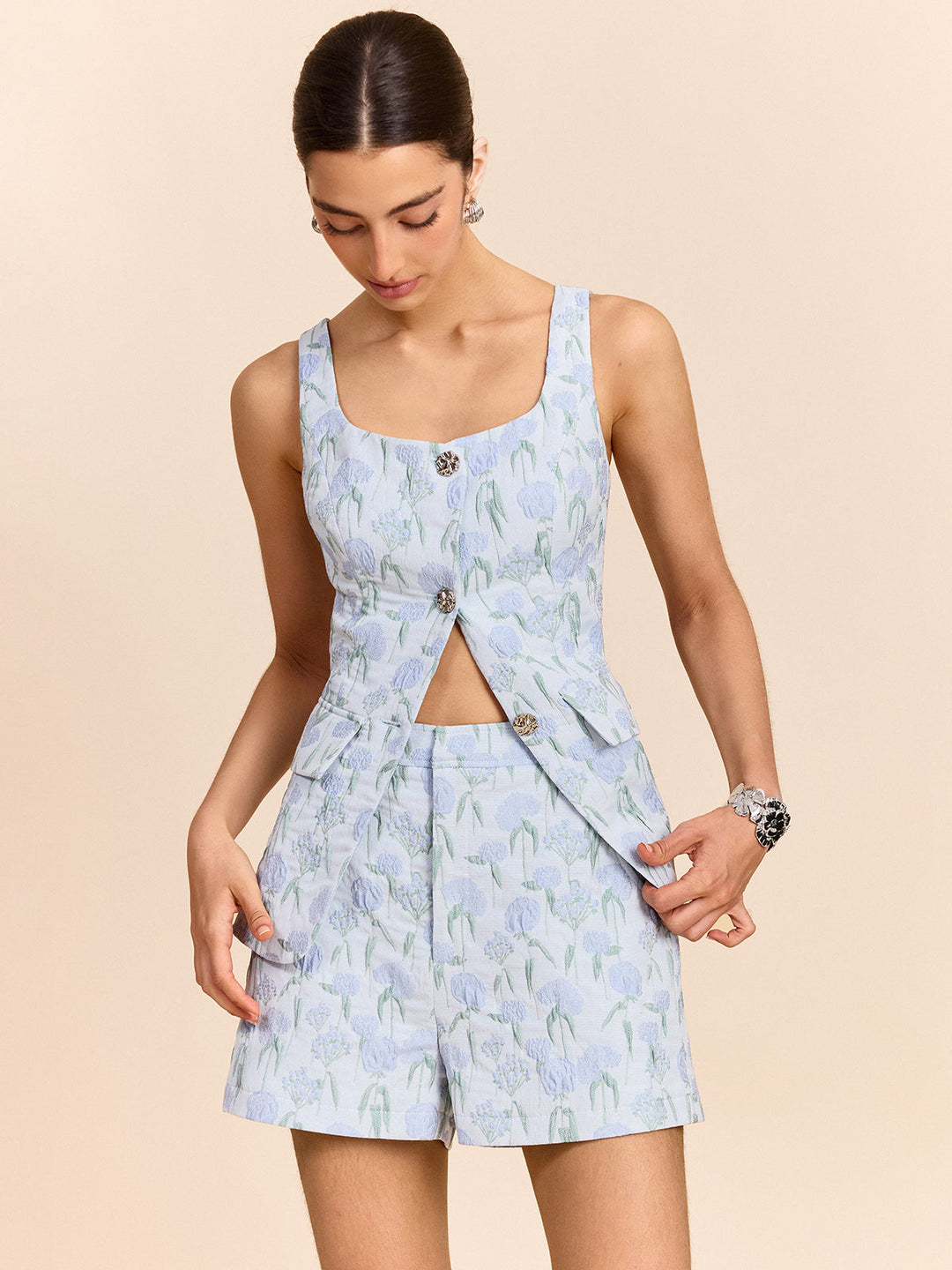 Florale Jacquard-Shorts