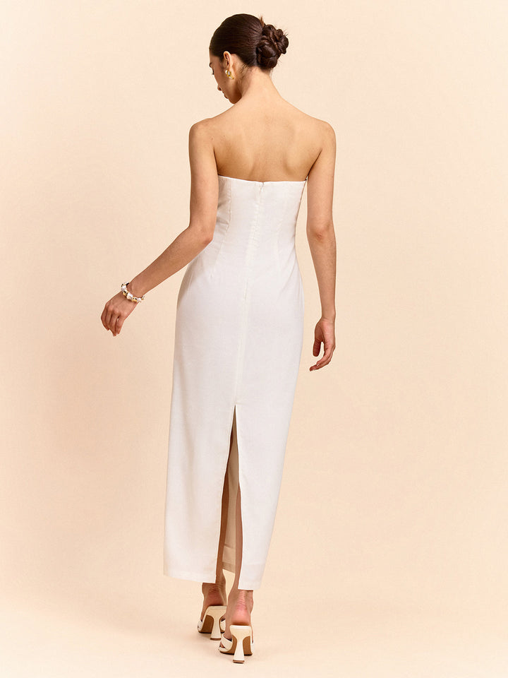 Trägerloses Maxikleid mit Blumenmuster