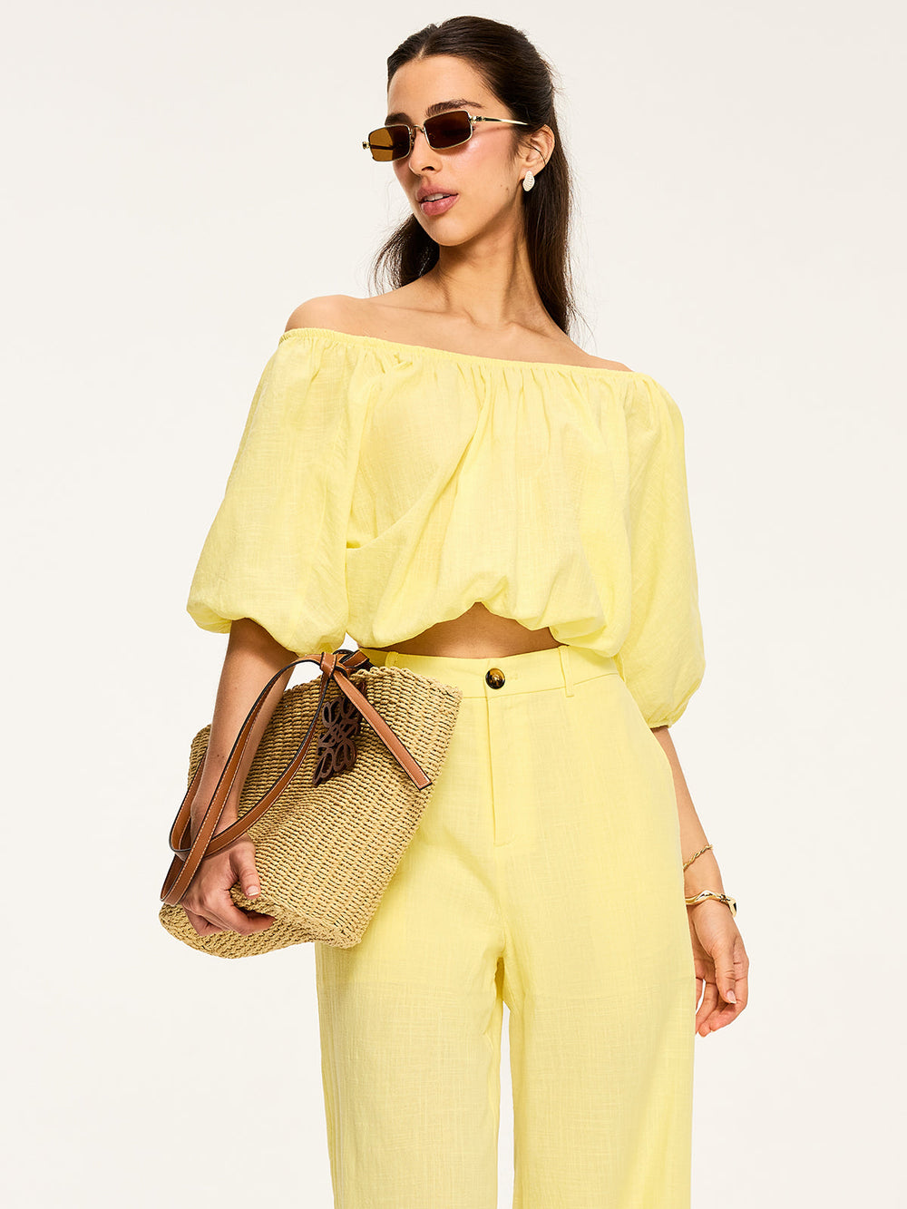 Puff-Ärmel-Bluse mit Rückenschleife