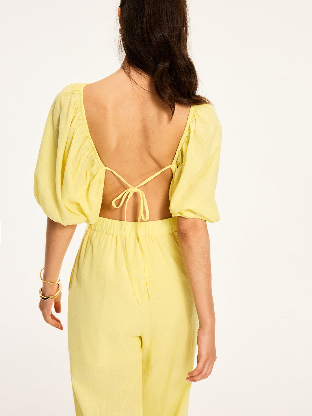 Puff-Ärmel-Bluse mit Rückenschleife