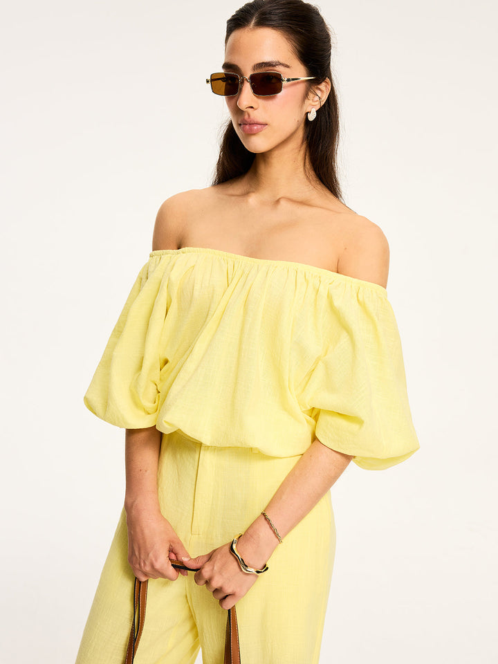 Puff-Ärmel-Bluse mit Rückenschleife