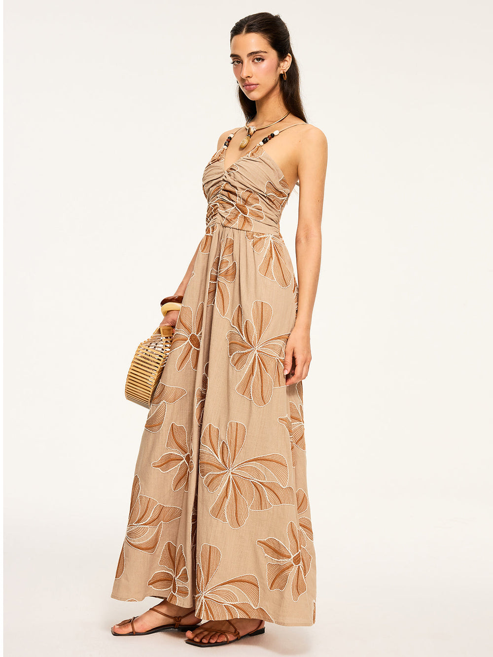 Maxikleid mit Blumenprint und Rückenausschnitt