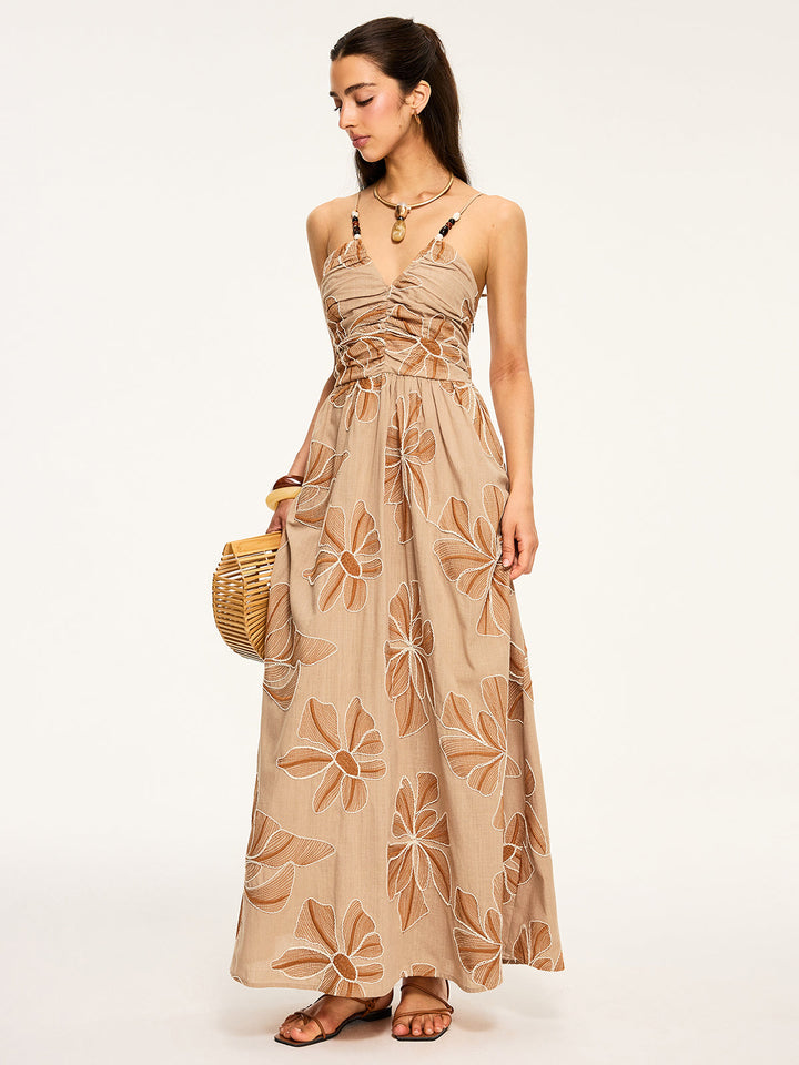 Maxikleid mit Blumenprint und Rückenausschnitt