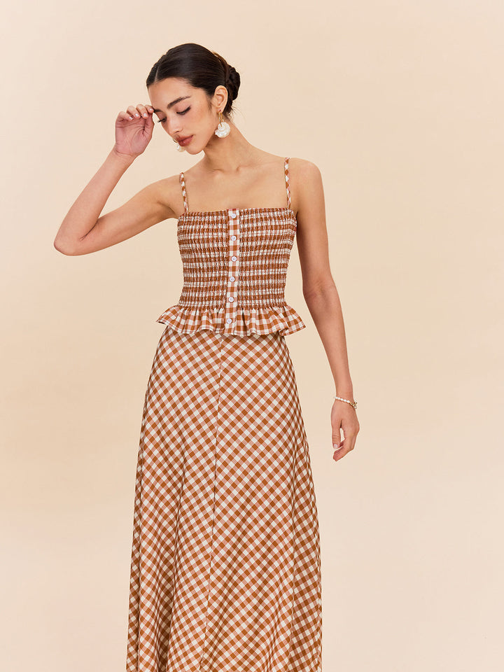 Gingham Rüschen-Pech-Top