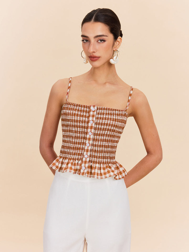 Gingham Rüschen-Pech-Top