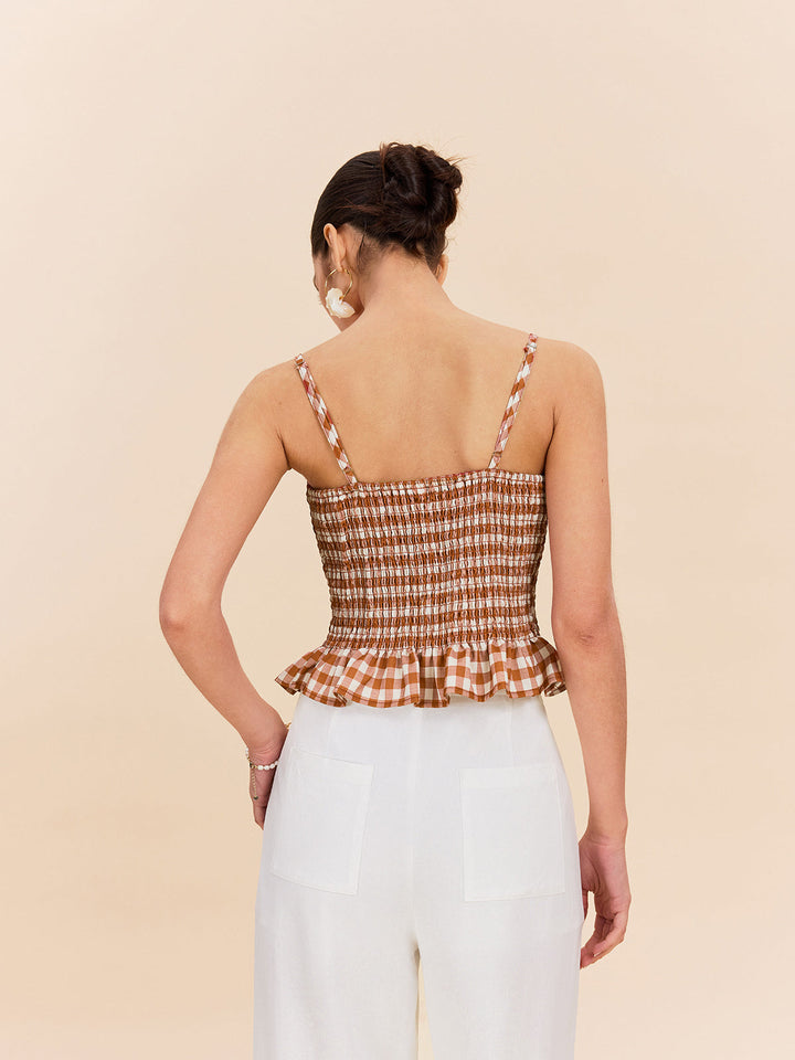 Gingham Rüschen-Pech-Top
