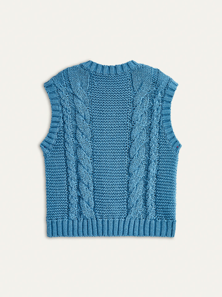 Ärmellose Strickweste mit durchgehender Knopfleiste