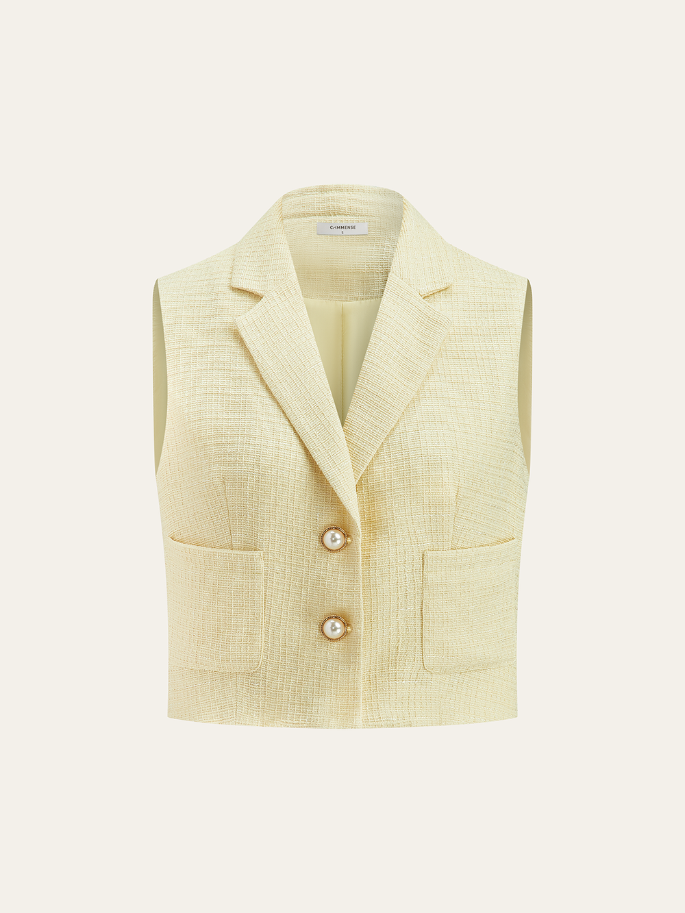 Perlknopfiger Tweed-Weste und Shorts-Set