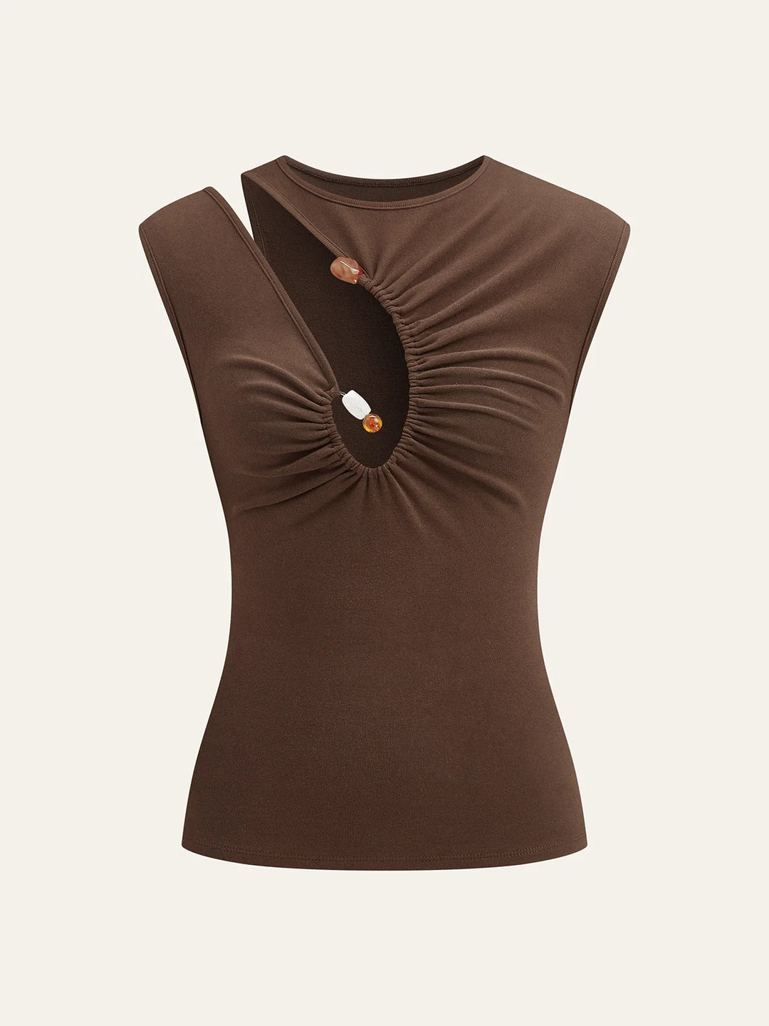 Asymmetrisches Wickeltop mit Knopfdetail