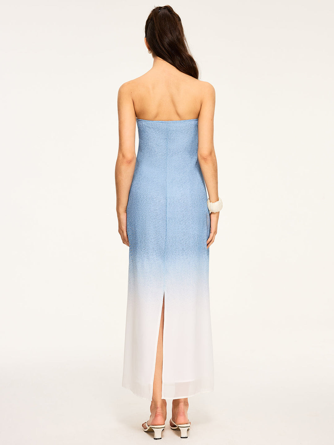 Farbverlauf Trägerloses Maxikleid mit Schlitz