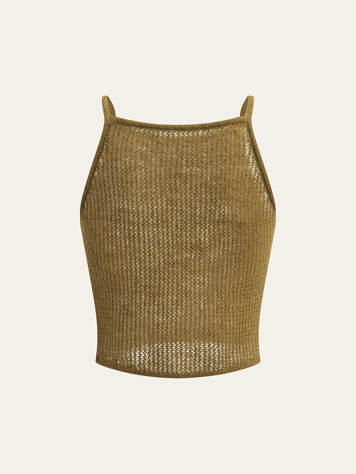 Halbdurchsichtiges Strick-Crop-Top
