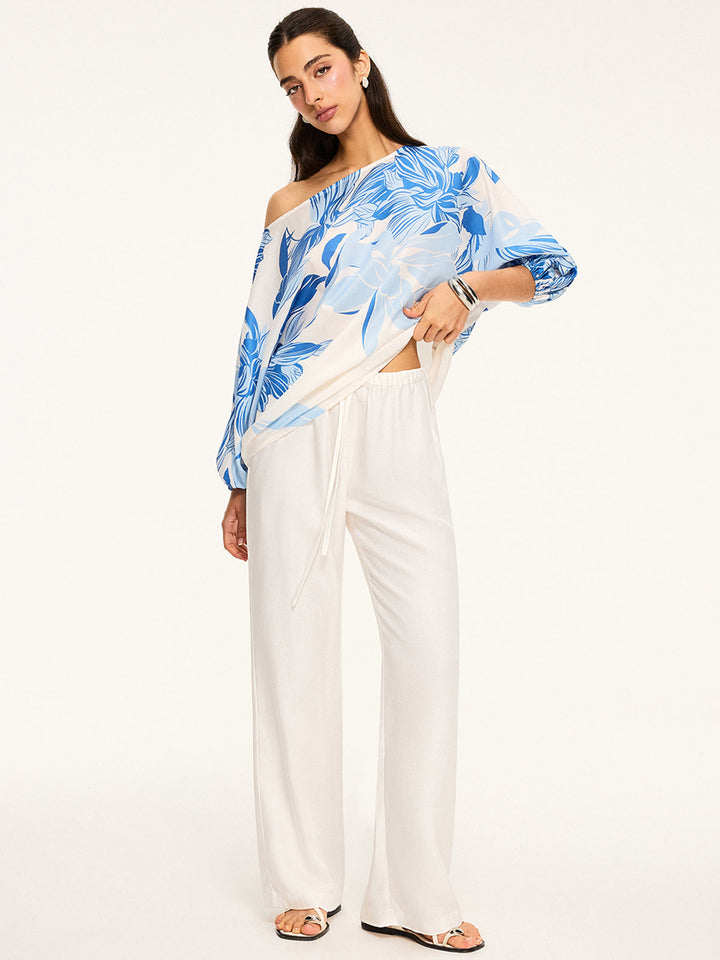 Off-Schulter-Bluse mit Blumenmuster