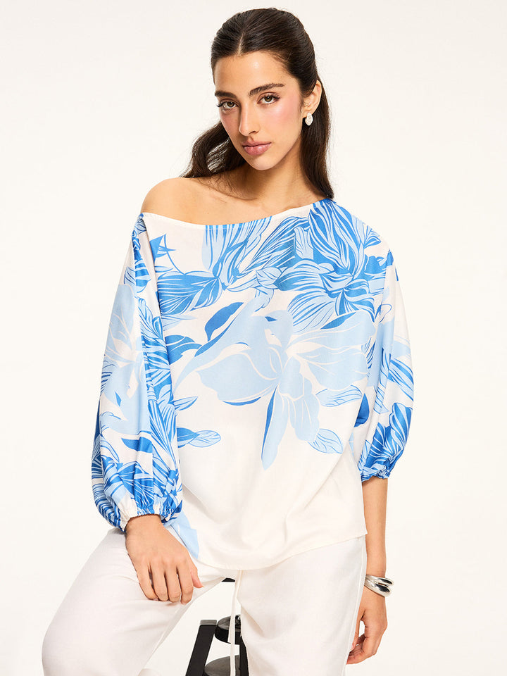 Off-Schulter-Bluse mit Blumenmuster