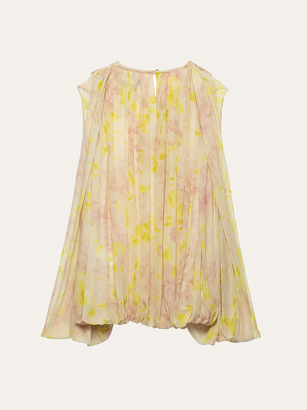 Halbtransparente Chiffon-Bluse mit fließenden Ärmeln und Blumenmuster