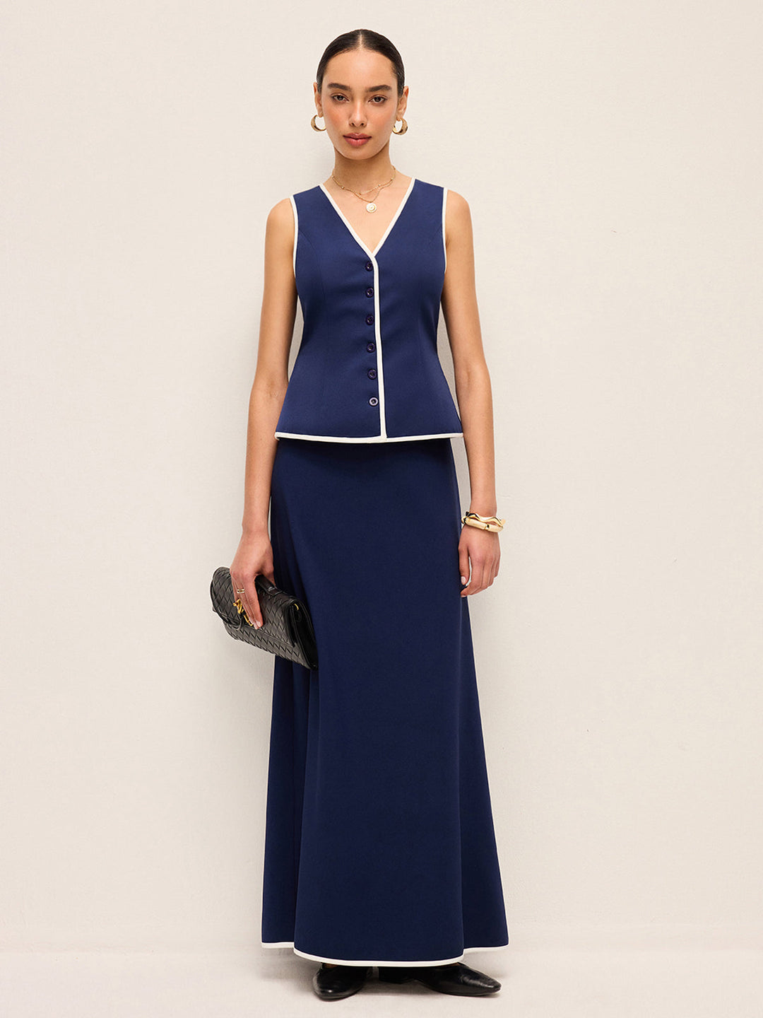 Mid-Waist Flared Skirt