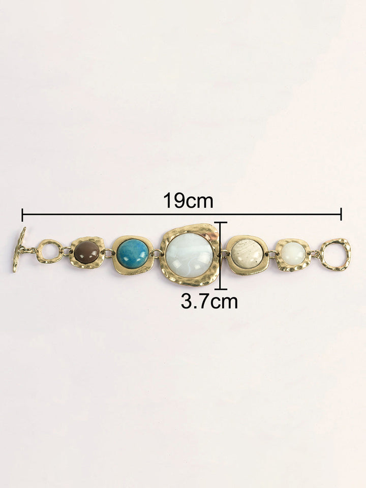 Statement Multi-Stone Golden Tone Armband