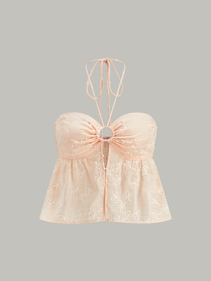 Gerafftes Neckholder-Crop-Top