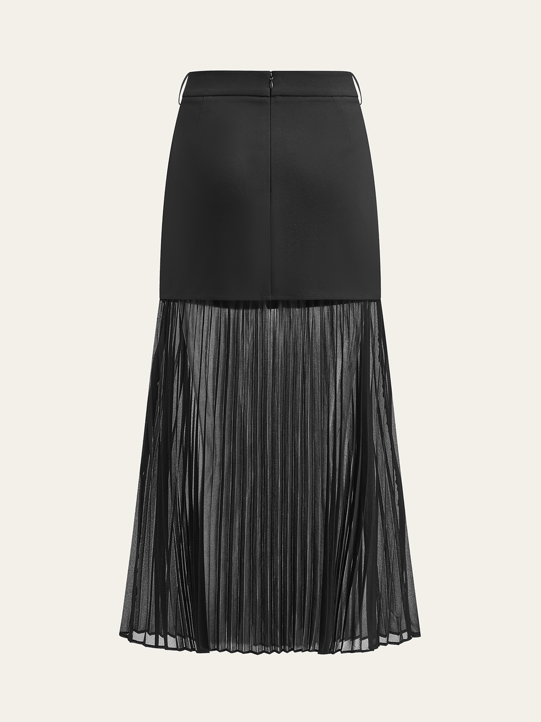 Plissierter Mesh-Saum Midirock